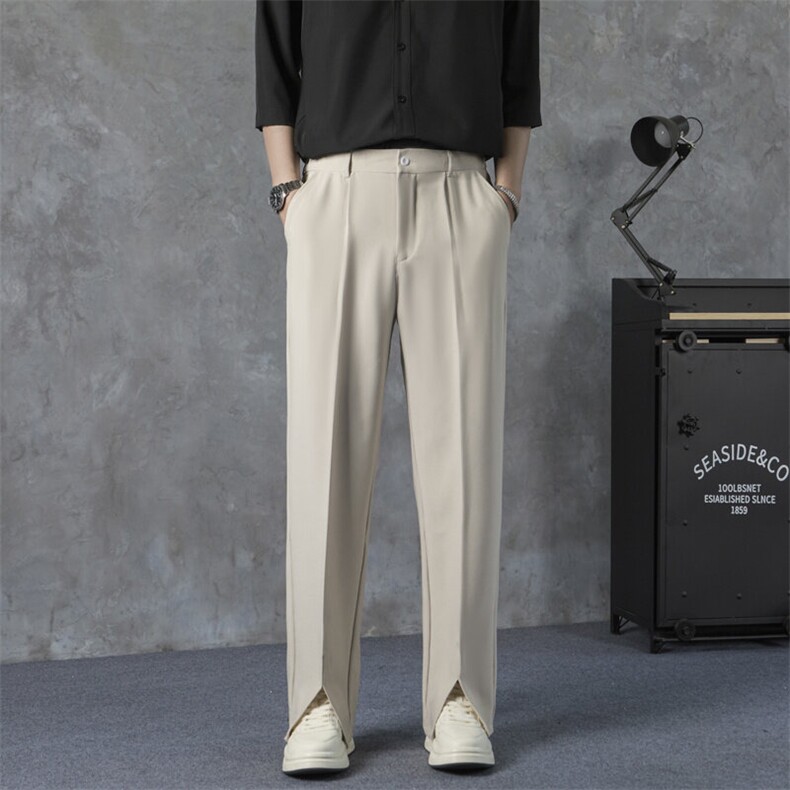 时尚潮流ins设计感开叉西装裤子男休闲阔腿裤新款原宿日系K22，男装西服套装，星座1116A-2（原606A-1）