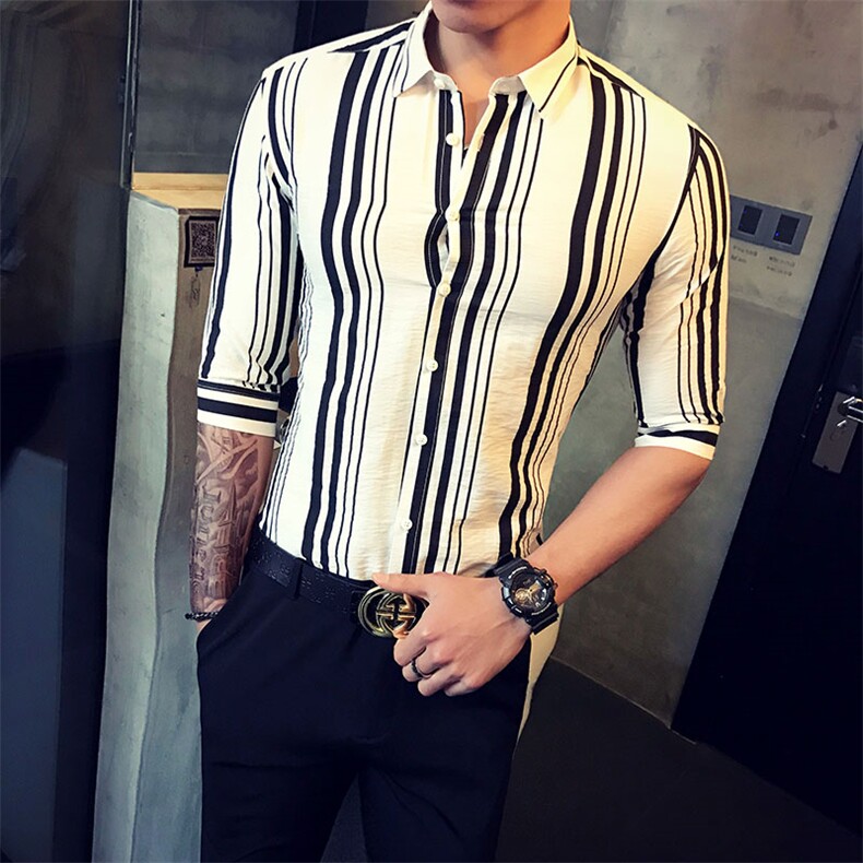 春装新款20218男士短袖衬衫休闲五分袖衬衣男A313-C28,男装衬衫,电商A313
