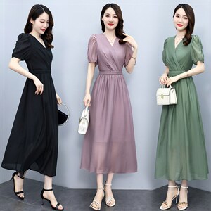 高级感天丝连衣裙女2024夏季新款气质妈妈收腰显瘦高腰薄款a字裙图片
