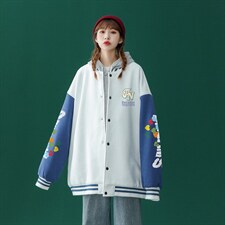 中性风2023秋季新品港风潮牌印花设计感棒球服夹克--G93p65控88，男装夹克，A247A