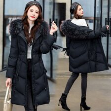 加厚羽绒棉服女中长款2025冬季新款收腰显瘦洋气连帽保暖棉衣外套，女装棉衣/棉服，艾仟回(原伊仟回)