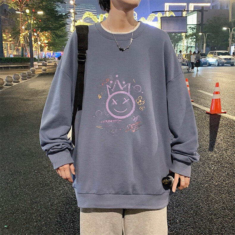 S6180-P28加绒款-P33秋季圆领卫衣男大码韩版宽松长袖外套,男装卫衣,电商A040
