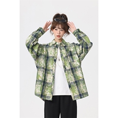 特批25港风格子衬衫印染渐变宽松外套格子外套CS2498，男装衬衫，电商A128