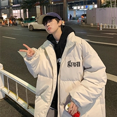 港风夜景冬款字母印花宽松休闲立领棉服A247-MY2091特批65控98，男装棉衣，电商A247
