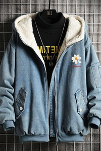 NM53059-P140 牛仔外套男大码加厚加绒衣男羊羔毛服男图片