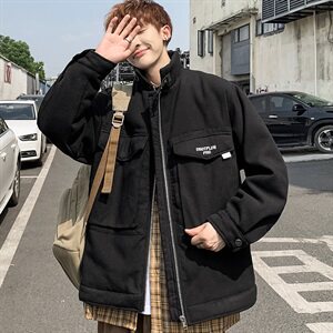 【】A003-HJ5051-P135秋冬拼接大口袋休闲棉衣 港仔1图片