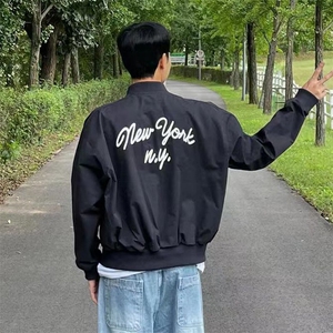 春装~男式夹克衫宽松简约休闲外套绣花茄克衫XZ716A-JK100P100图片