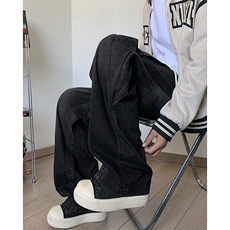 港风秋款男牛仔裤渐变色双层拼接直筒宽松直筒长裤NK7048P62，男装牛仔裤，星座1013-1