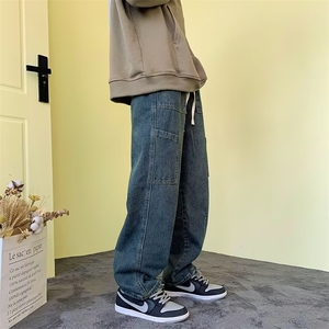 牛仔裤男秋季潮大码休闲裤子高街N1763P45图片