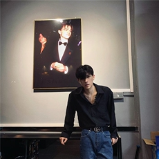 文艺潮流气质禁欲宽松垂坠感痞帅白衬衫无品牌慵懒原宿新款简约，男装衬衫，星座506A