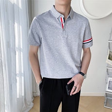 夏季男生翻领短袖POLO衫织带修饰T恤6375-P53，男装T恤，星座1012-1