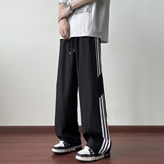 美式三条杠速干裤子男夏季高街宽松长裤阔腿休闲运动裤A6177-p40，男装休闲裤，星座1008