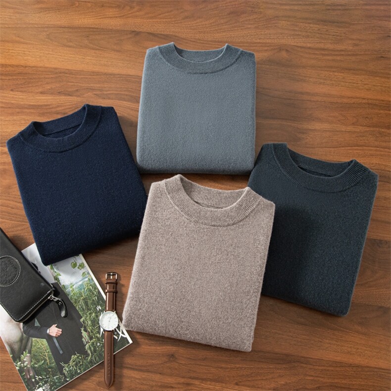 秋冬季新款舒适时尚百搭男士半高领羊绒打底衫男装，男装羊绒套衫，江帆羊绒