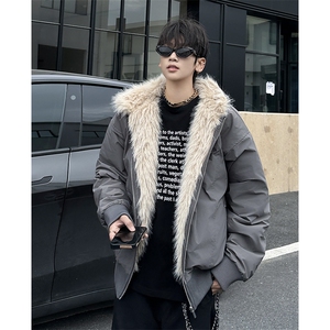 F630 P120冬季美式复古座山雕棉服外套男女短款连帽工装加厚夹克图片