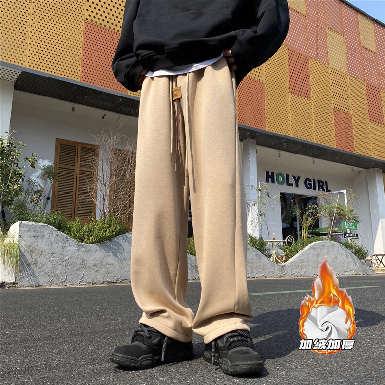 抖音品质港风冬季新款加绒加厚宽松阔腿裤B315-K23527-P60控78,男装休闲裤,电商B315