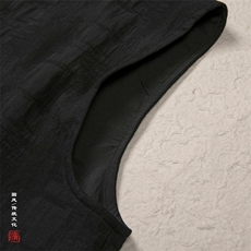 秋冬新款风男装棉麻提花男士新中式立领男马甲MJ85P75，男装背心/马甲，钱塘802