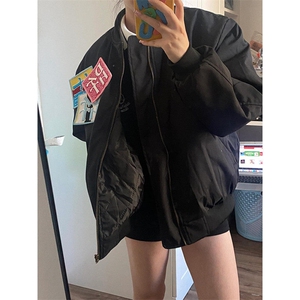 复古刺绣贴标外套趣味宽松飞行服男女春秋新款夹克宽松型 JK165图片