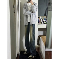 B221美式ins高街暗黑光版修身微喇牛仔裤LK23137-P55控78，男装牛仔裤，电商B221
