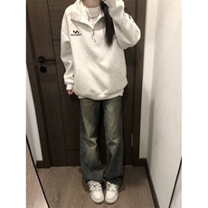 纯棉华棉刺绣半拉链卫衣ZW0138-常规特批50加绒55，男装卫衣，星座313A(原308A-2)