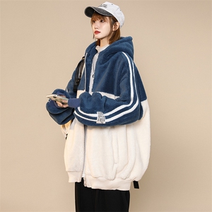 冬款潮加绒加厚棉衣绒里羊羔绒潮牌连帽外套男女 921-P110控价158图片