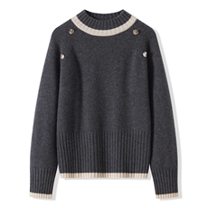 2025秋冬百搭时尚简约插肩半高领可拆卸围巾，女装羊绒衫，昭美纯山羊绒