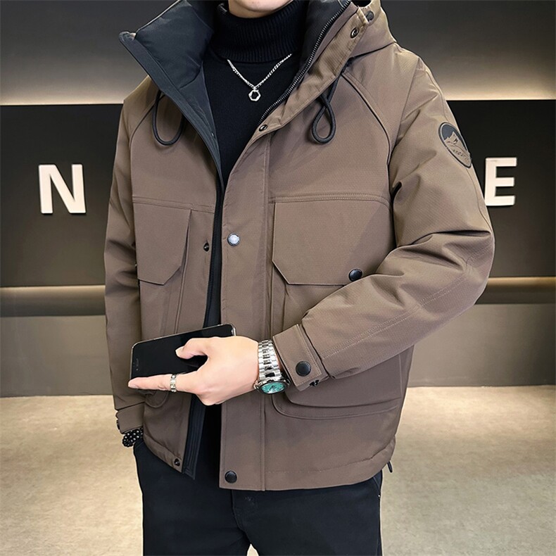 新标90白鸭绒2025年连帽时尚潮流保暖羽绒服男YR6059-P240，男装羽绒服，电商D240-242