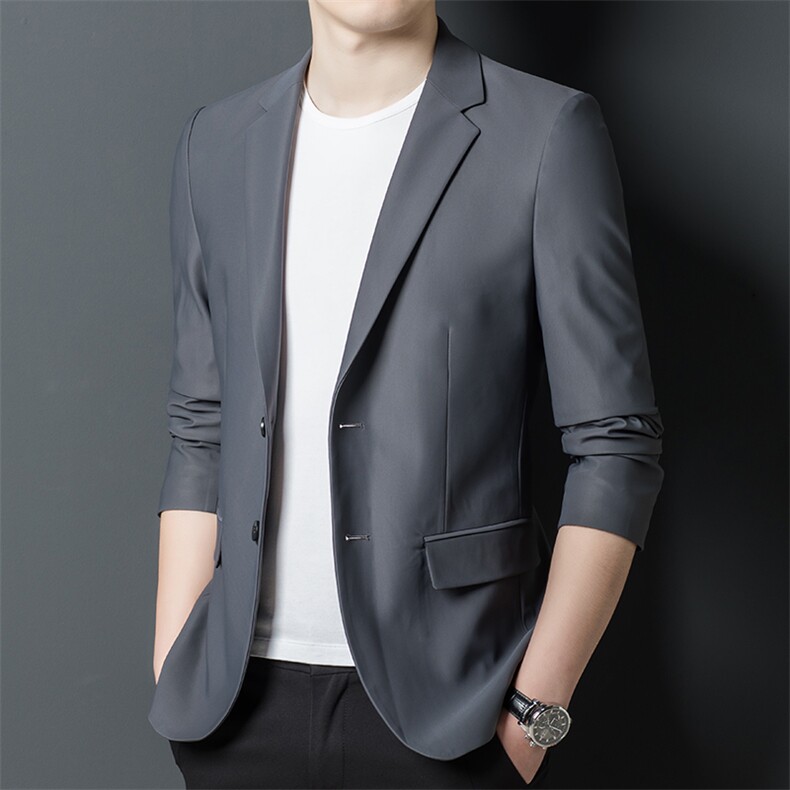 休闲时尚西装男春秋季中年男士西服商务宽松单西外套韩版冰丝薄款,男装西服,电商B212（原钱塘6029）