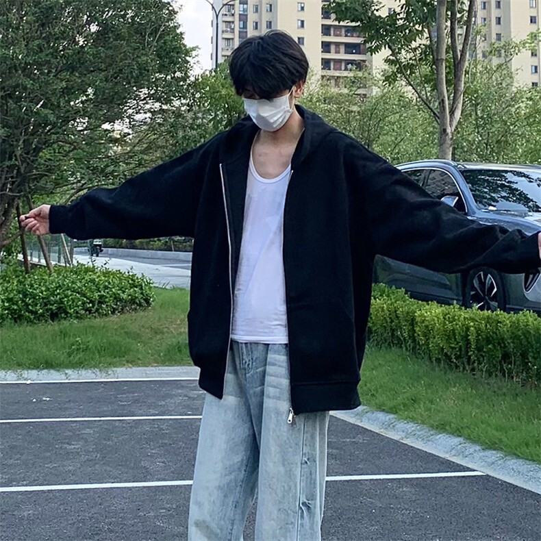 抖音得物高品质二开350克秋冬双头双拉链卫衣开衫外套W74，男装卫衣，电商A486