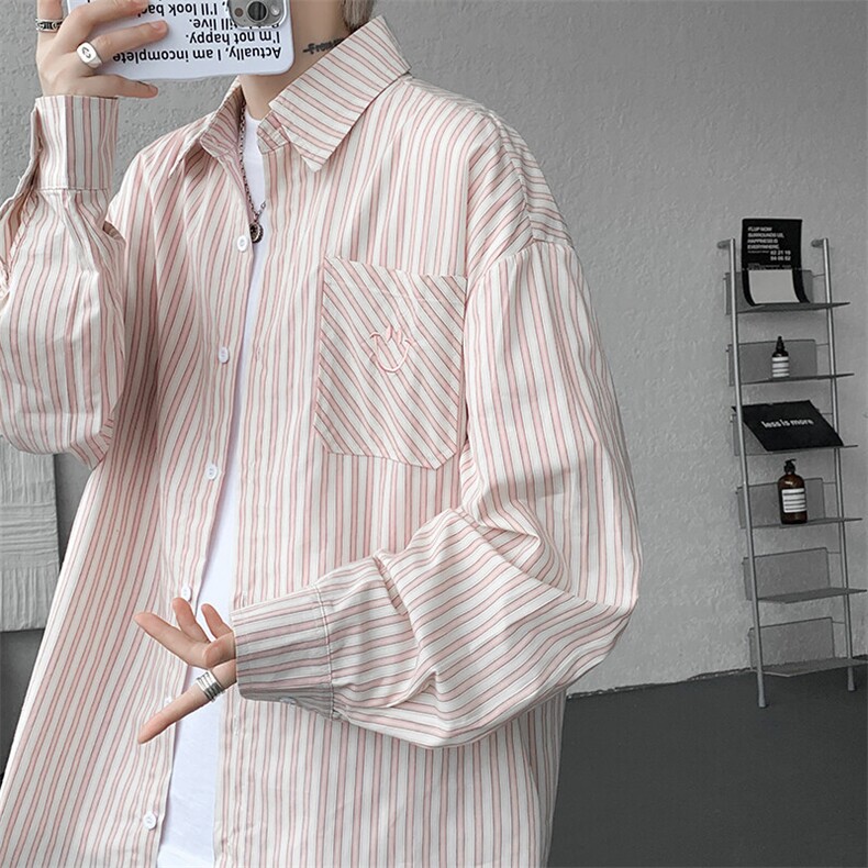 新款CS7145-P46特控78大码高品质美式刺绣笑脸衬衫外套防晒衣,男装衬衫,电商D232