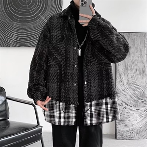 黑白格小香风外套男春冬季小众设计高级感炸街情侣夹克W5537-P75图片