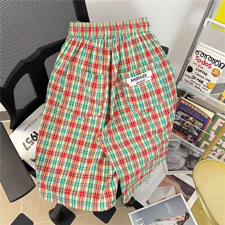 高质量格子休闲短裤男士韩版潮流百搭2024夏季ins五分裤K5615-P41,男装牛仔裤,星座412-2