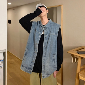 男春季新款韩版潮流立领牛仔马甲W083P60图片