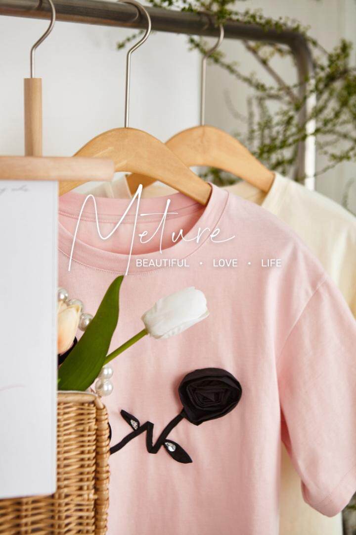 现货夏款立体盘花韩版短袖T恤在，女装T恤，觅处