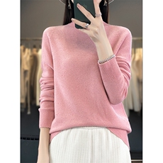 2025年秋季时尚百搭通勤简约休闲半高，女装羊毛衫，片语羊绒