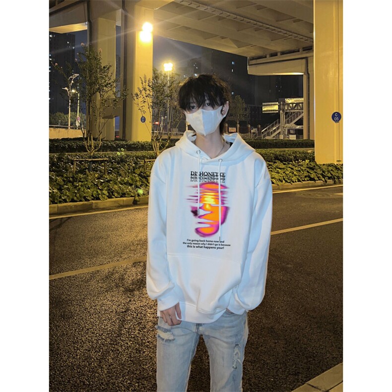 克苏鲁科技印花LOGO男女情侣潮牌连帽卫衣图片