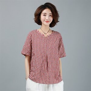 衬衫时尚潮流舒适2021年夏季V领套头短袖个性气质图片