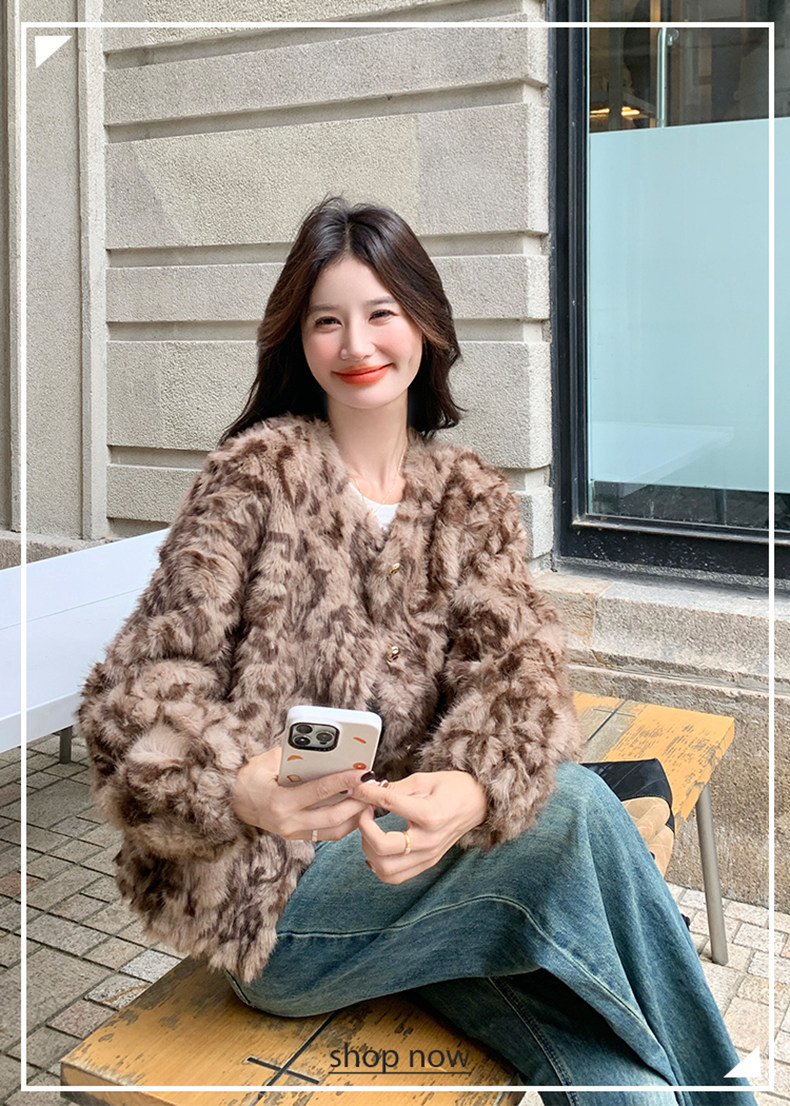 皮毛一体短款上衣女冬气质复古羊羔毛外套，女装羊羔毛/颗粒绒，浙宝220A