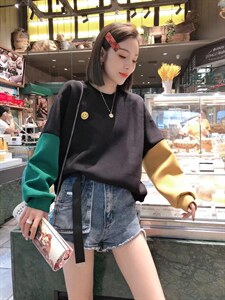 撞色卫衣图片