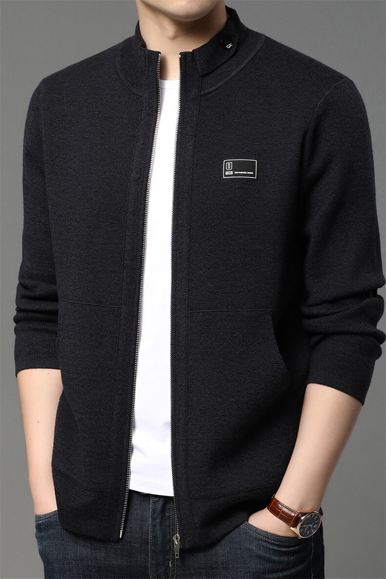 QLM55270男士2023年春季新款长袖开衫休闲青年立领拉链外套P180图片