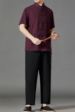 2026夏季薄款高端风冰丝短袖衬衫套装唐装汉服HL23811-P120，男装休闲套装，星座1105-3