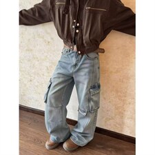 1506/QG31460/P60男装潮流水洗工装多口袋牛仔长裤，男装工装外套，星座1506