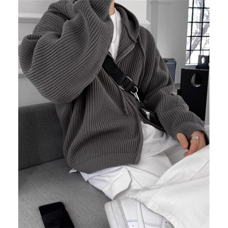 开衫毛衣男秋冬新款加厚慵懒风连帽针织衫拉链外套MU19,男装针织衫/毛衣,星座1116A（原606A-3）