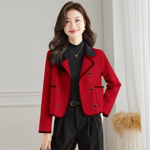 现货2025冬装新款时尚百搭短款双面尼外套修身显瘦女人味小个子图片