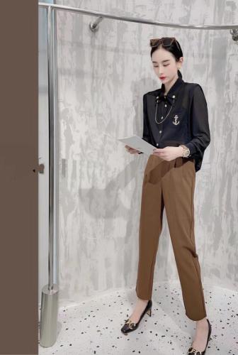 2021秋季新款休闲时尚宽松百搭高腰一粒扣休闲九分哈伦裤,女装其它,L·H·X
