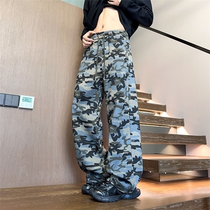 美式复古迷彩裤男宽松休闲大码潮流休闲长裤卫裤K8684-特价32图片