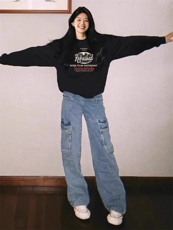 2025年秋季套头长袖时尚百搭通勤简约休闲，女装卫衣/绒衫，花可