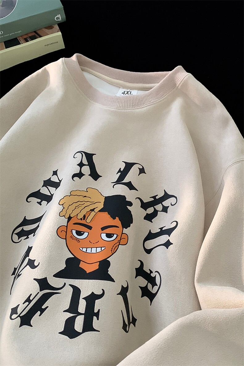供抖音高品质麂皮绒卫衣男港风宽松圆领外套416B-WY660-P48限68,男装卫衣,星座416B-1