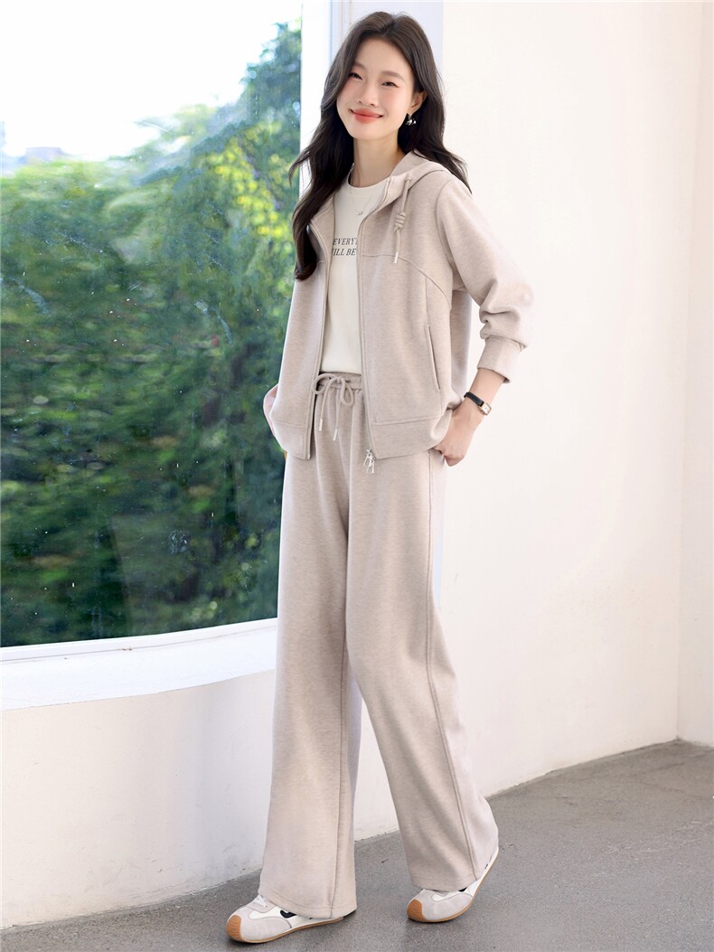 连帽运动套装女2025秋季新款一整套时尚中年妈妈宽松卫衣两件套,女装套装/套裙,涵誉