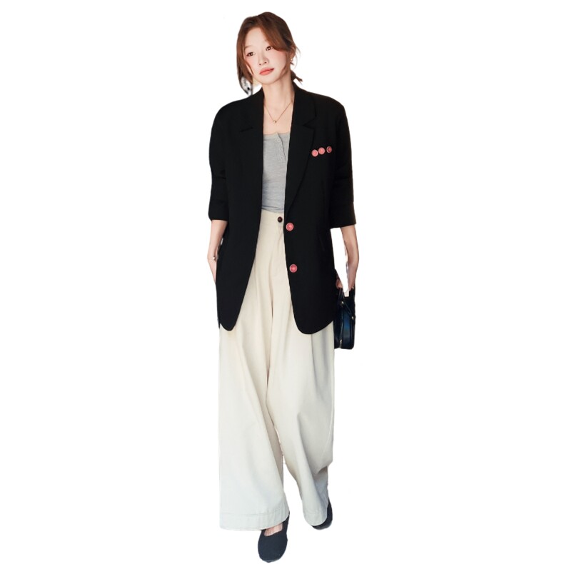 现货！黑色休闲小西装外套女春秋气质小众西服2C325-501P145K208,女装西装,2C325