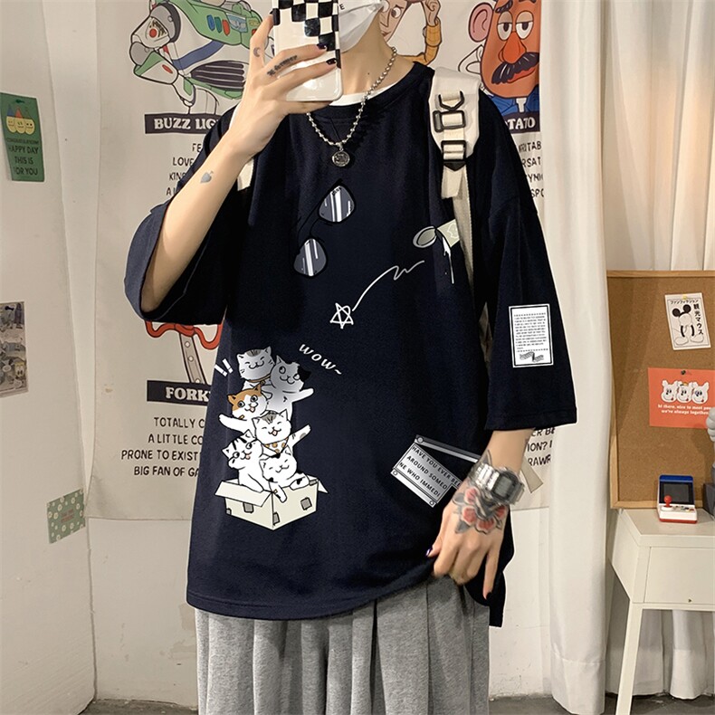 Q11115-P30春夏季七分袖t恤男大码五分袖男短袖中袖,男装T恤,电商A040
